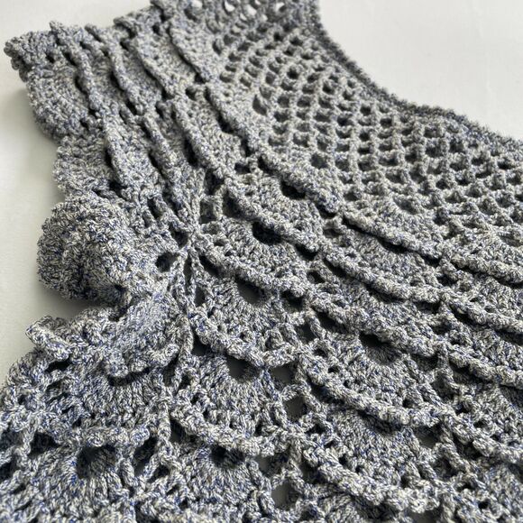 Beautiful Vintage Hand-Crocheted Knit SS Pullover L-XL Lavender - Scalloped Hem - Picture 4 of 11